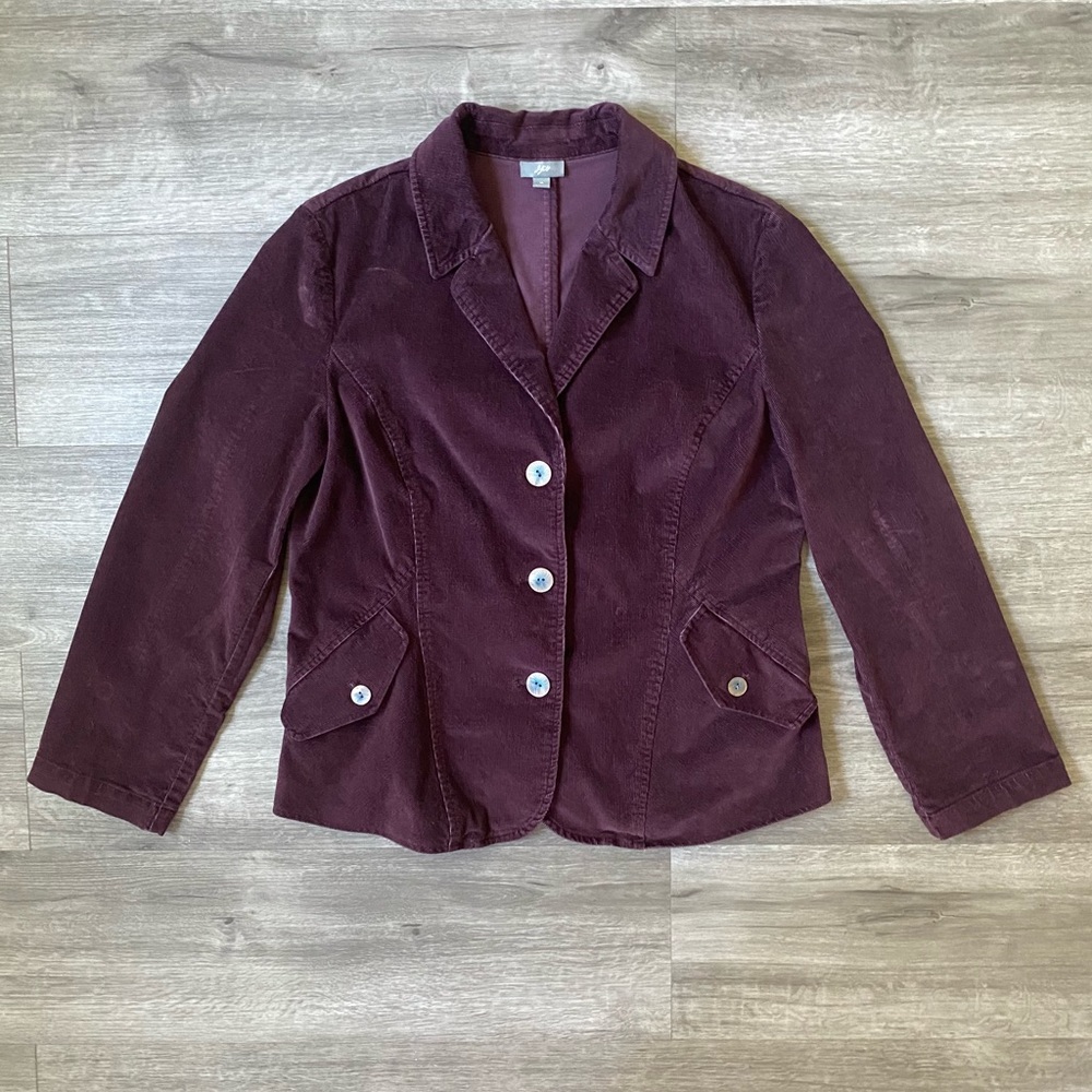 J Jill Plum Purple Corduroy Blazer Jacket Medium